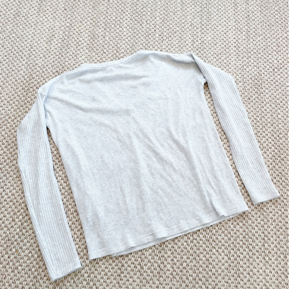 Rag & Bone Waffle Knit Long Sleeve Top Light Gray Women’s XS Soft Stretch - Picture 6 of 6